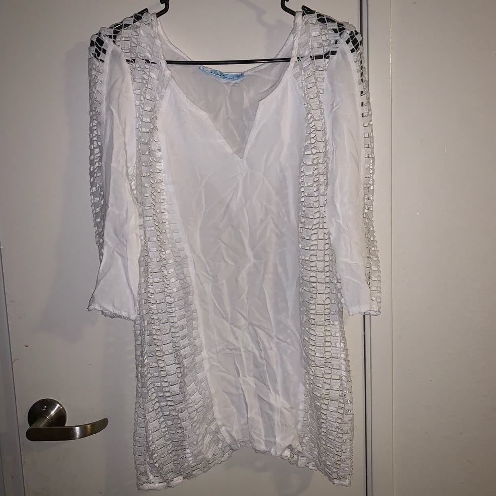 Solitaire Swim | White Patterned Blouse